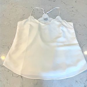 JCrew cream scalloped spaghetti strap tank